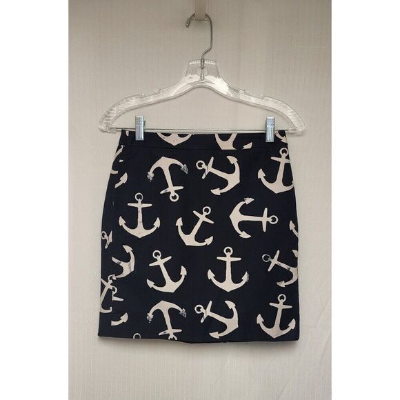 J. Crew Womens Size 00 Skirt Nautical Anchor Sailing Boating Mini Lined Pockets - Picture 2 of 5